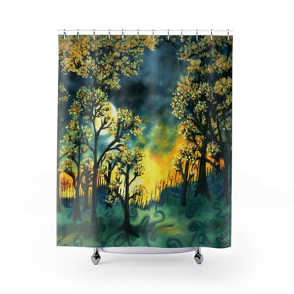 Fire Sun Trees Shower Curtain