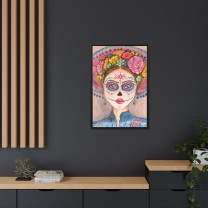 Day of the Dead Skull Woman Framed Wall Art