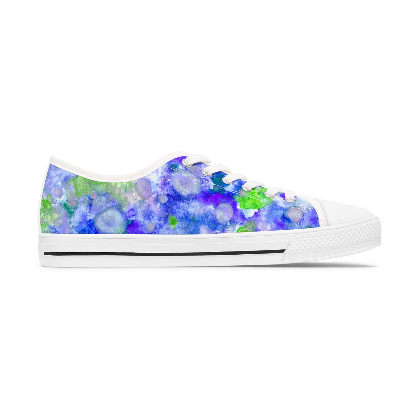 Floral Blur Women's Low Top Sneakers – Blue & Green Watercolor Print