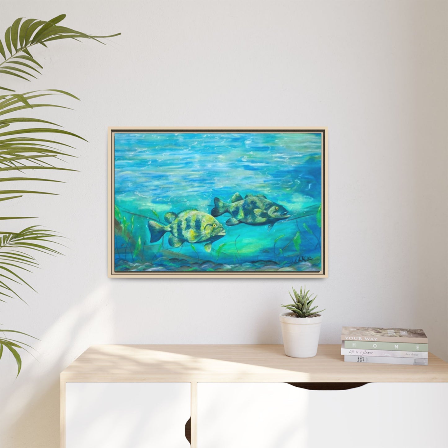 Framed Matte Canvas - Underwater Fish Scene