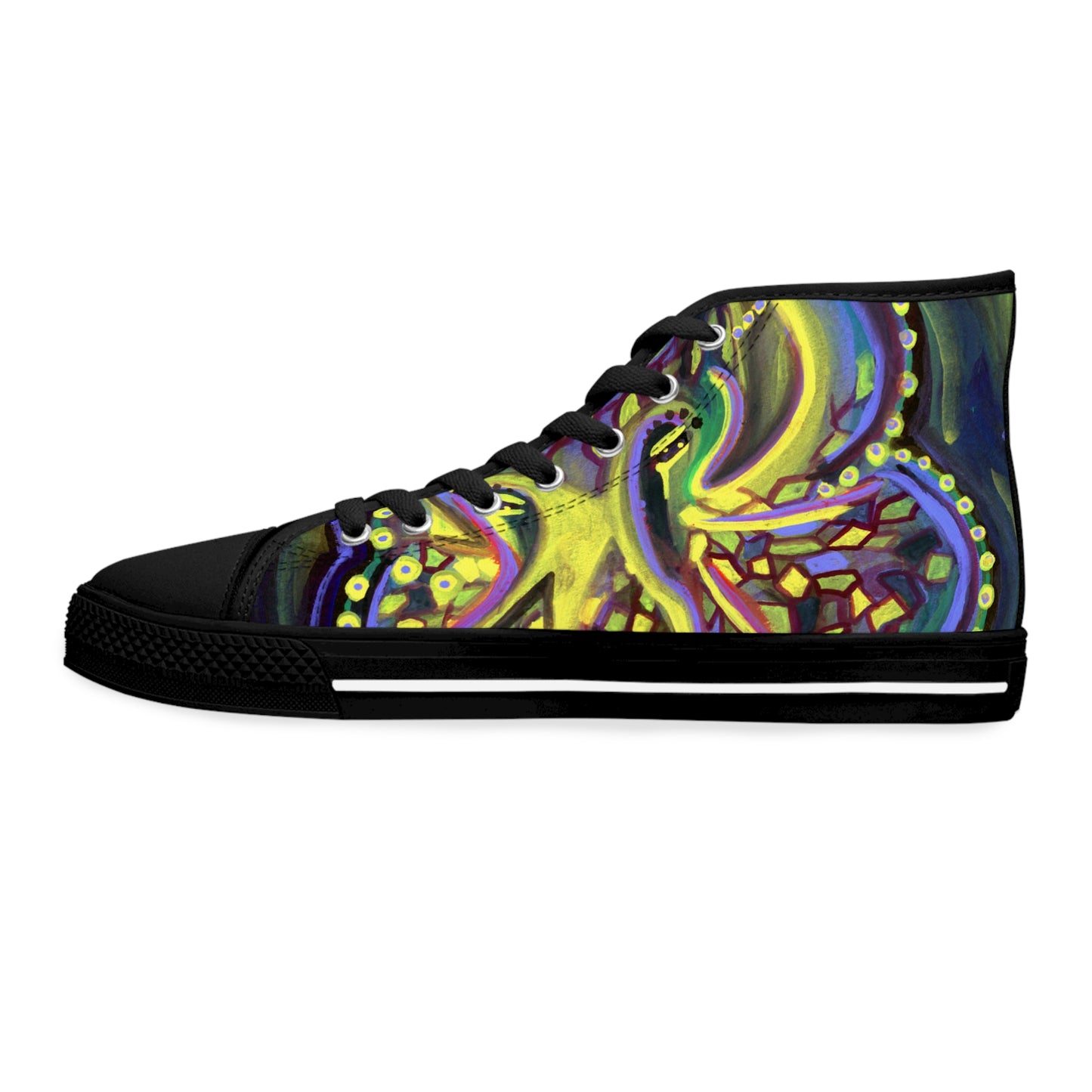 Octopus Green/Black Woman's Classic High Top Sneakers