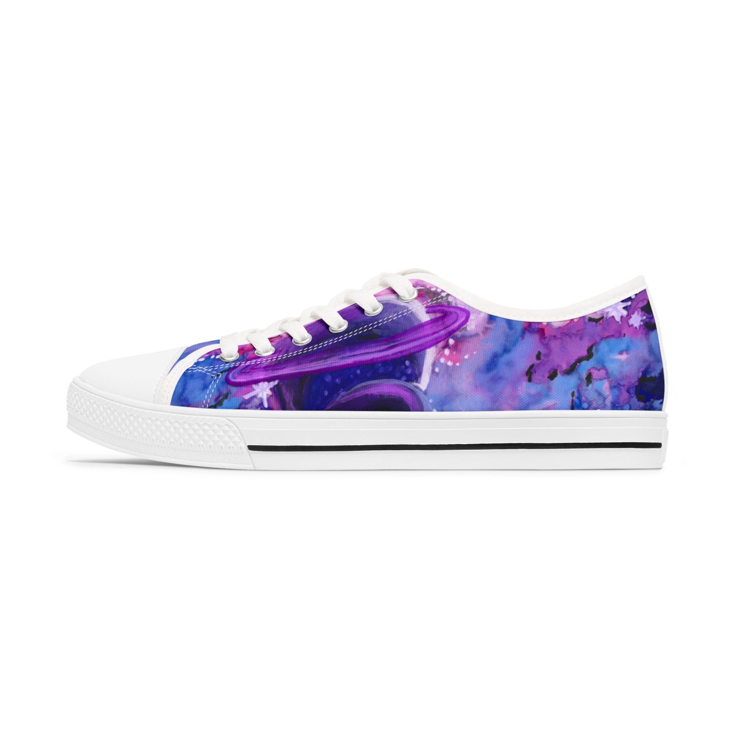 Purple Galaxy Women's Low Top Sneakers — Abstract Tie-Dye Cosmic Design
