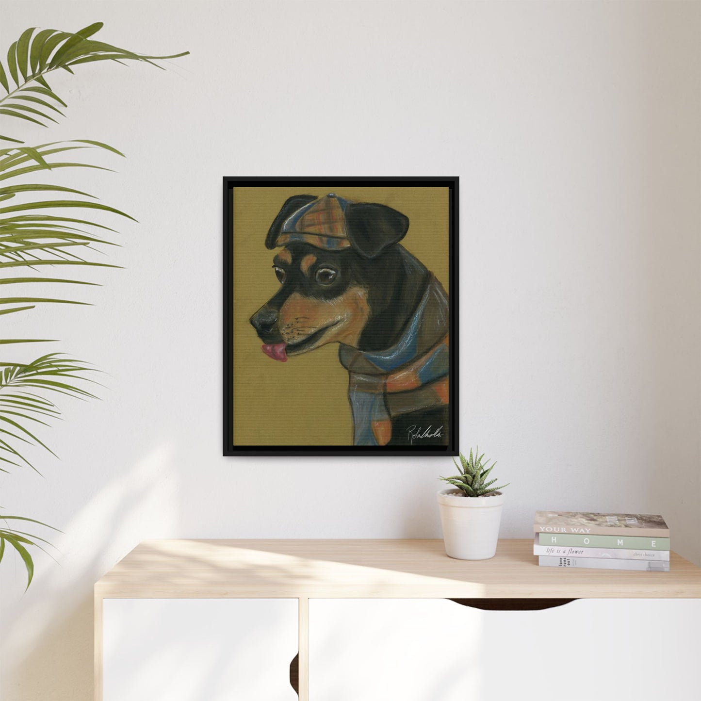 Small Chihuahua Dog in Hat Framed Wall Art