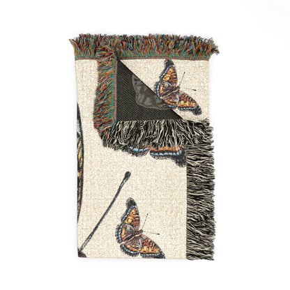 Butterfly Woven Blanket – Boho Tapestry Throw for Cozy Living, Neutral & Dark Reversible Design