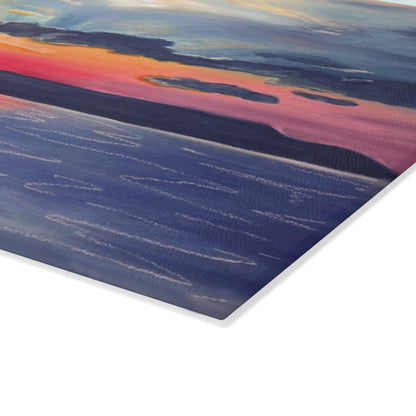 Glass Cutting Board — Sunset Seascape Tempered Glass Chopping Board