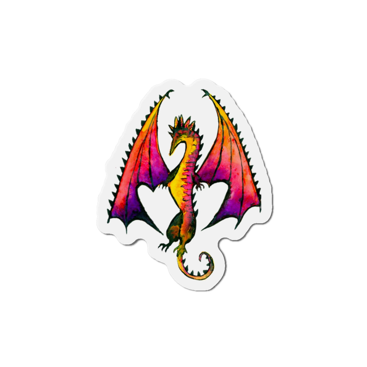 Fire Dragon Die-Cut Magnets  Custom Shape, 5 Sizes, Vinyl Material for Outdoor Use, Flexible and Durable, Black Backing - Home Decor Refrigerator Magnets