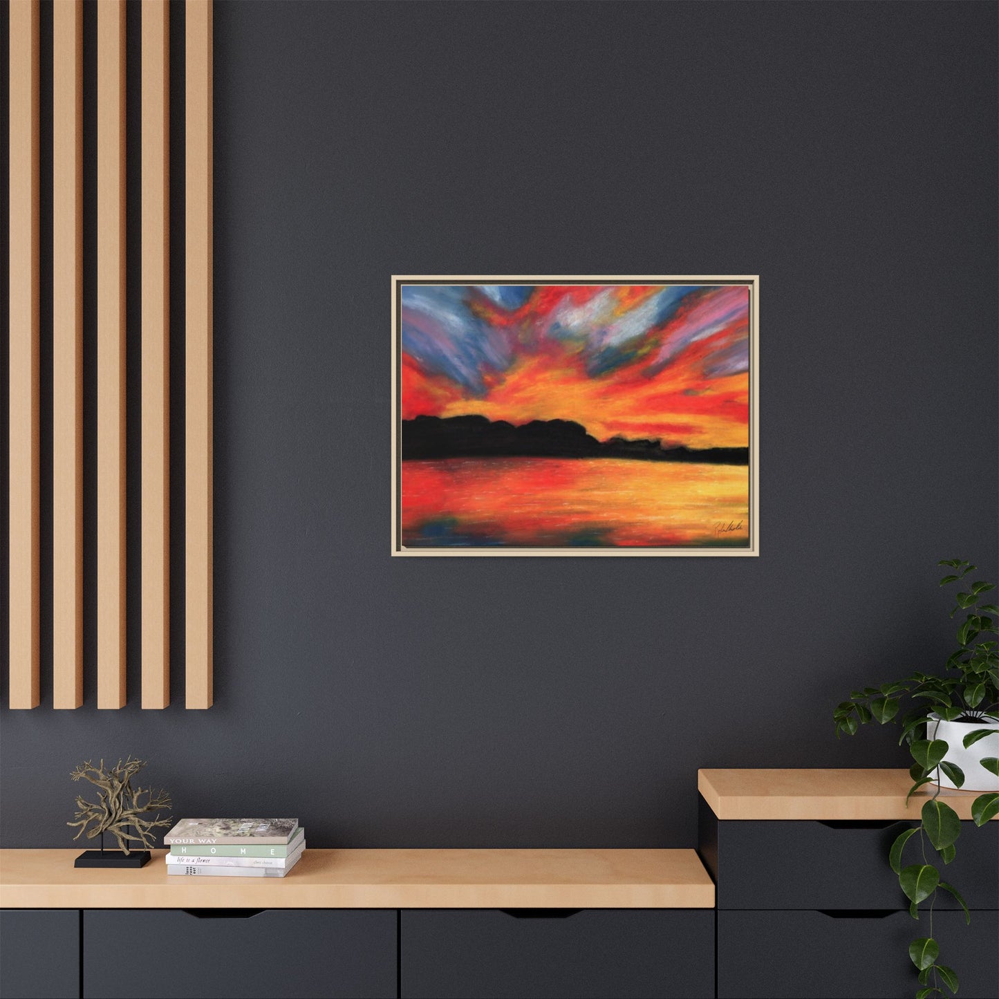 Sunset Over The Lake Framed Wall Art
