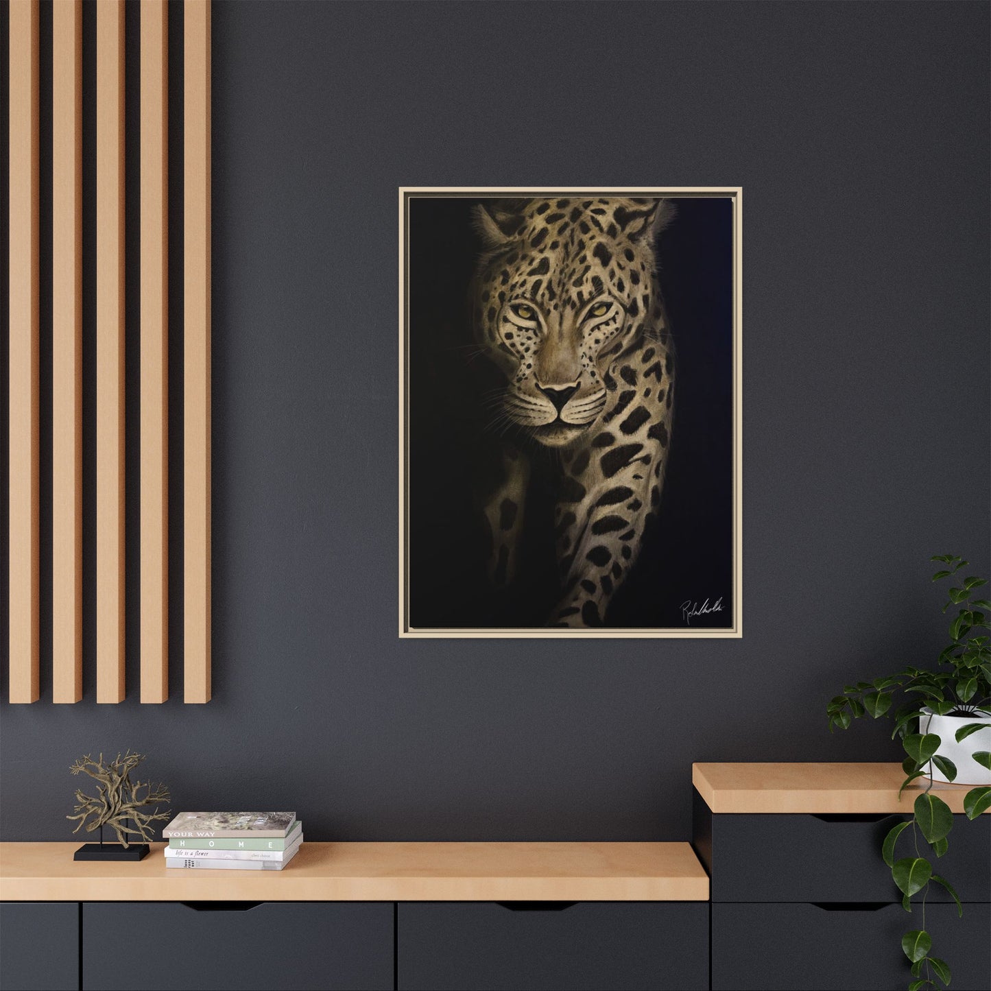 Leopard at Night Framed Wall Art