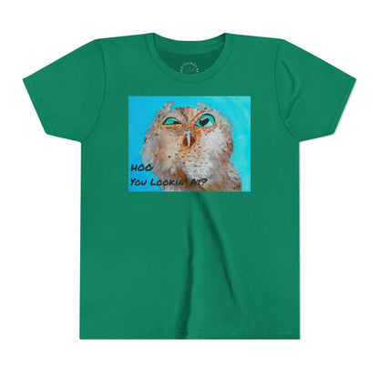 Youth Owl Tee "Hoo You Looking At?" - Cute Kids Graphic T-Shirt