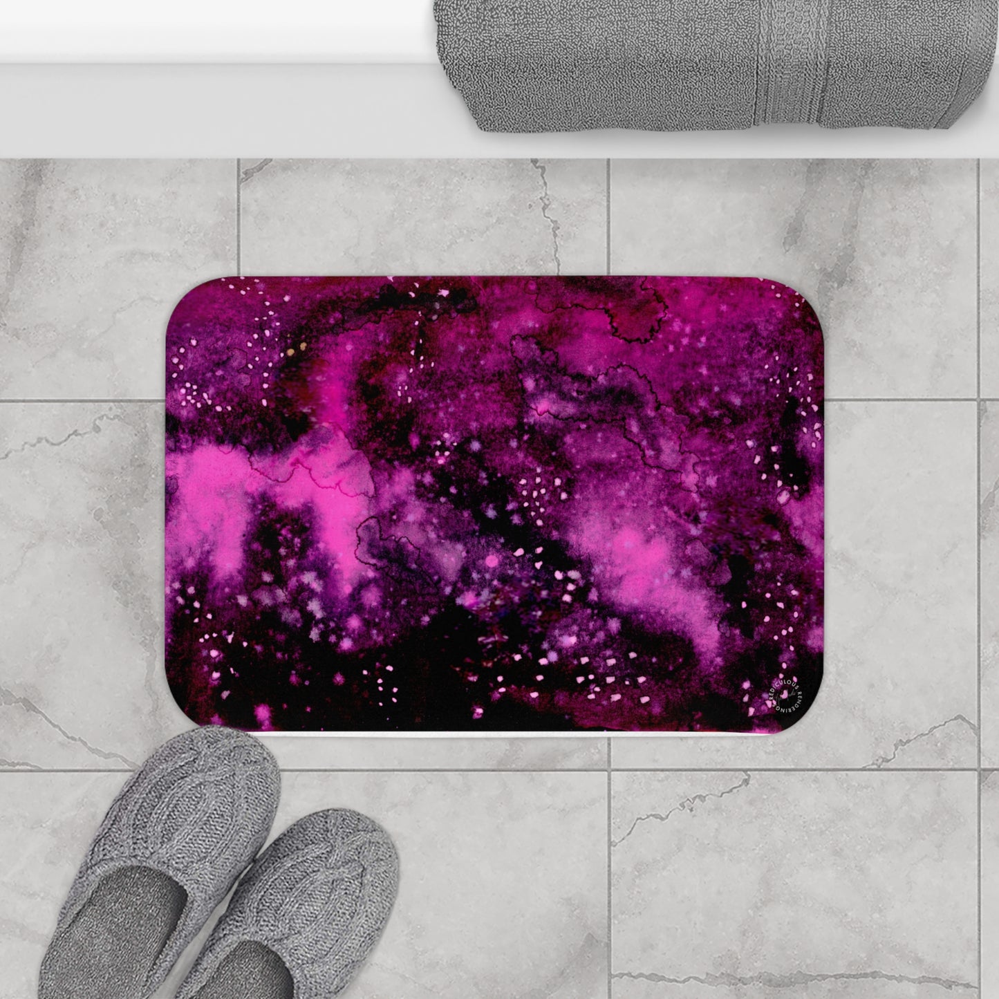 Rose Colored Galaxy Bath Mat  Anti-Slip, 100% Microfiber Rug- Home & Bathroom Supplies