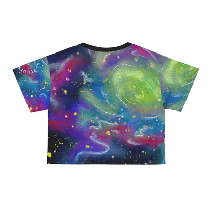 Galaxy Swirl Crop Tee — Colorful Cosmic Nebula Print