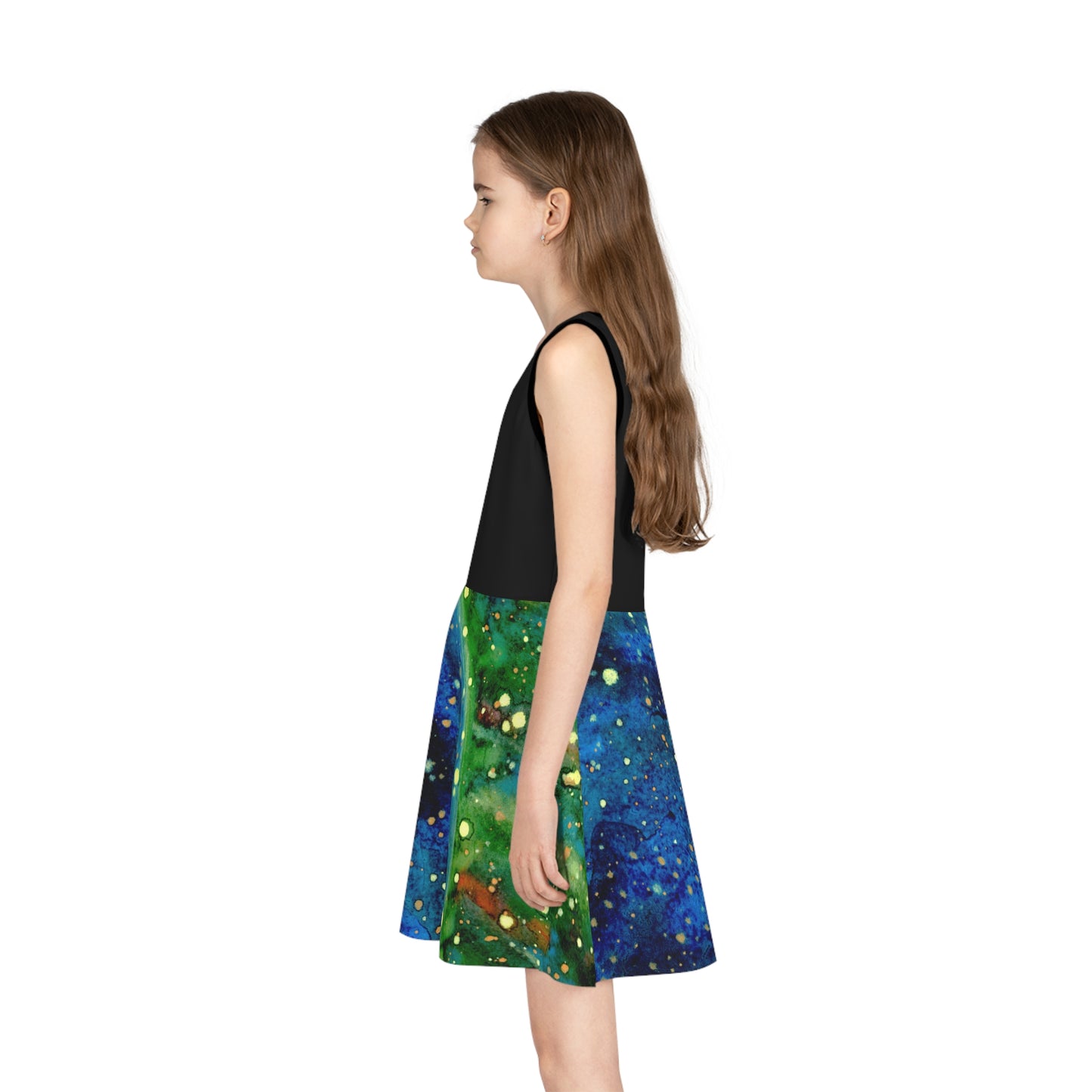 Blue Planet Galaxy Girls' Sleeveless Sundress (AOP)