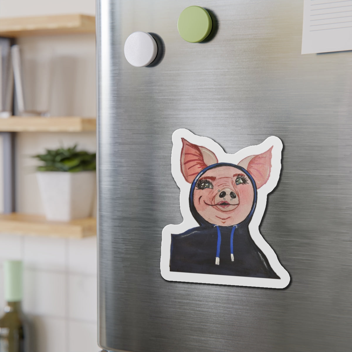 Hoodie Pig Die-Cut Magnets  Custom Shape, 5 Sizes, Vinyl Material for Outdoor Use, Flexible and Durable, Black Backing - Home Decor Refrigerator Magnets