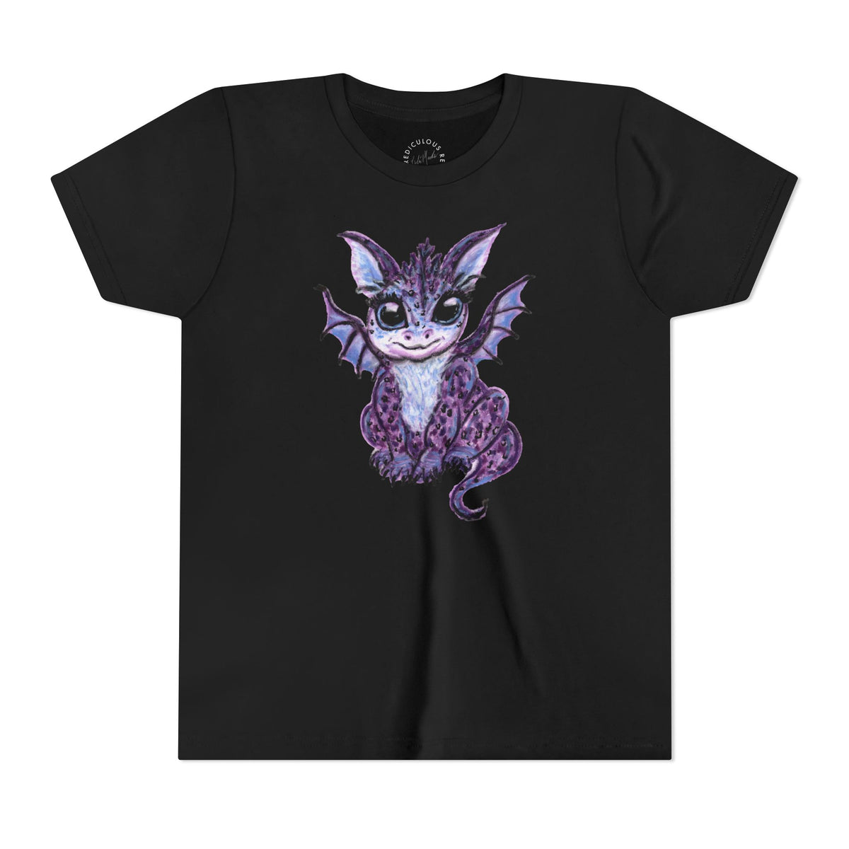 Youth Tee — Cute Purple Baby Dragon Illustration Kids Shirt