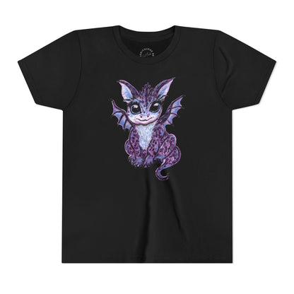 Youth Tee — Cute Purple Baby Dragon Illustration Kids Shirt