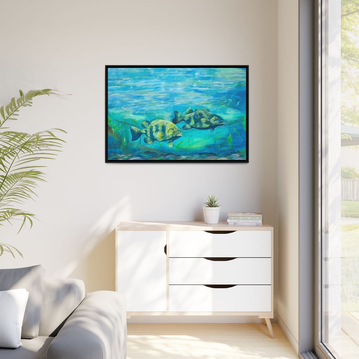 Framed Matte Canvas - Underwater Fish Scene