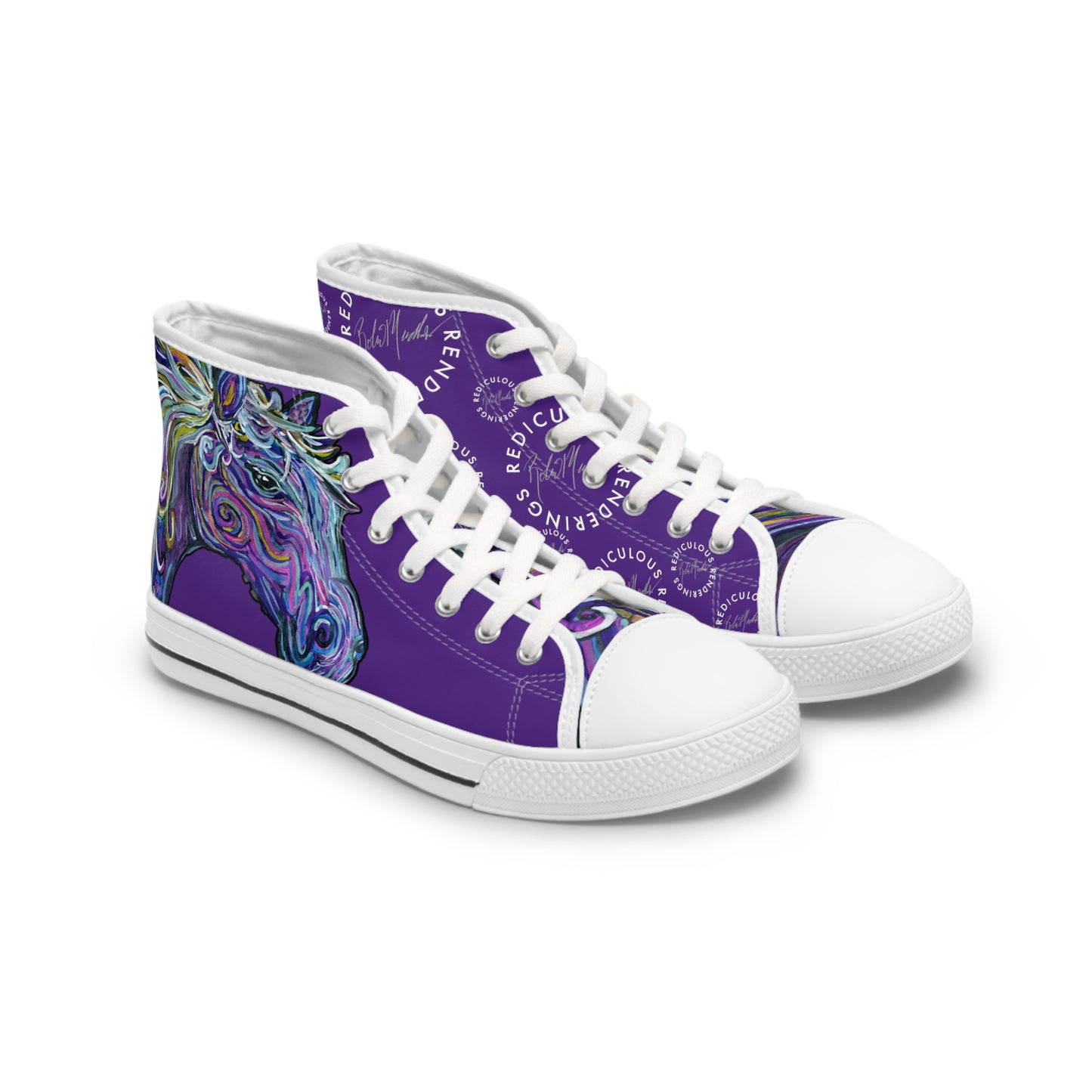 Purple Abstract Horse Unisex High Top Sneakers