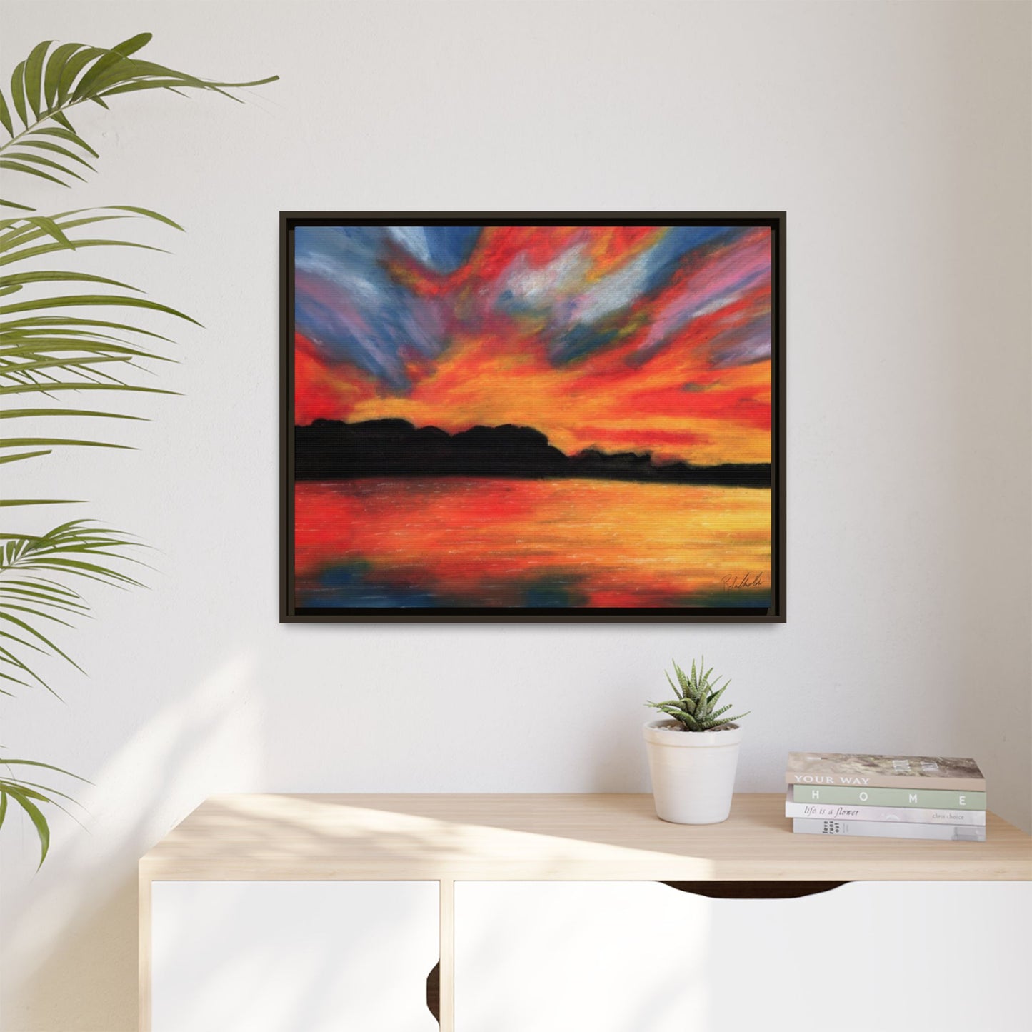 Sunset Over The Lake Framed Wall Art