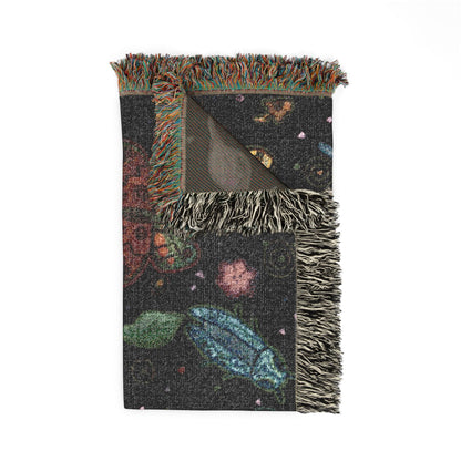 Whimsical Colorful Boho Butterfly & Floral Woven Blanket
