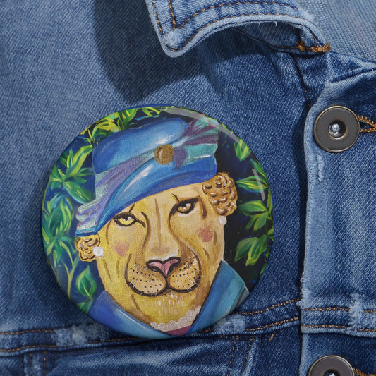 Queen Lion Pin Buttons