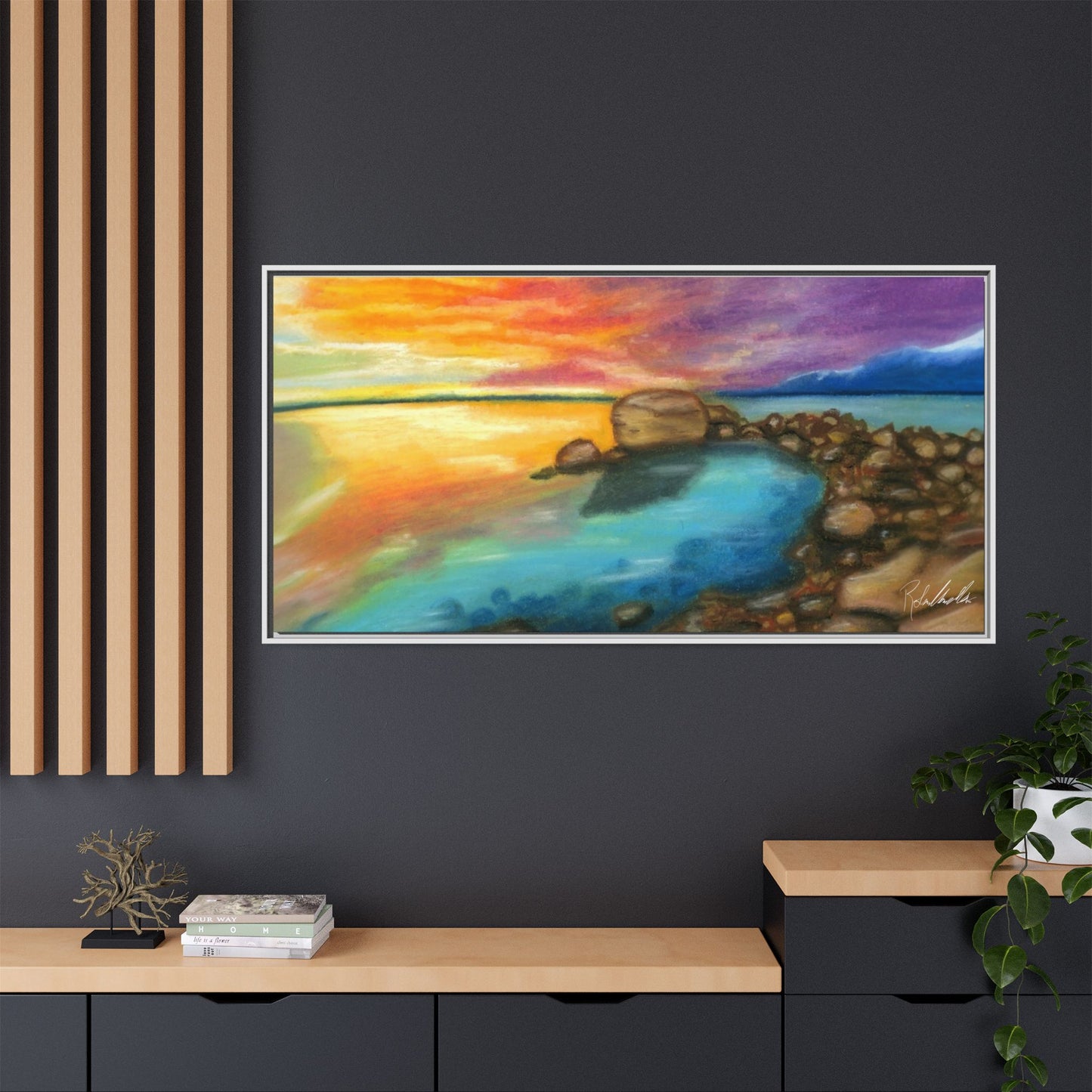Sunset Ocean Beach Framed Wall Art