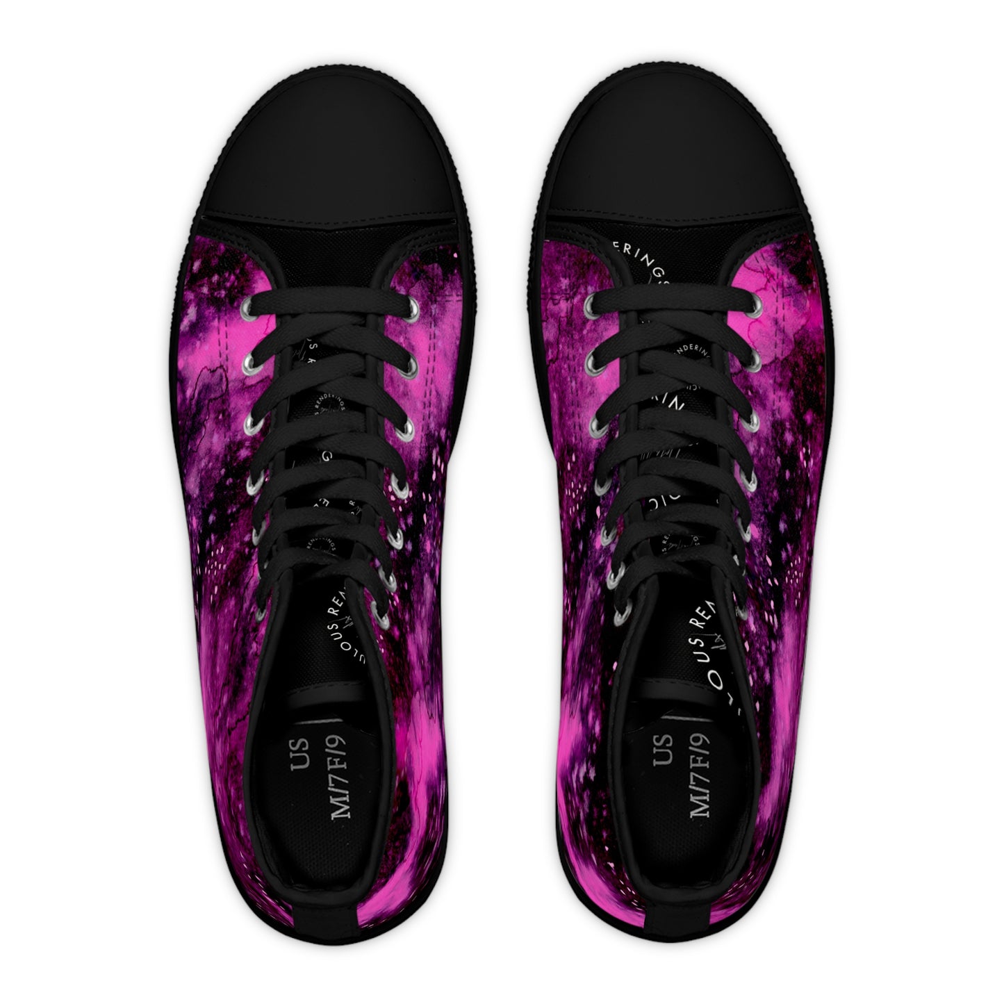 Women's High Top Sneakers — Magenta Galaxy Print Cosmic Canvas Shoes