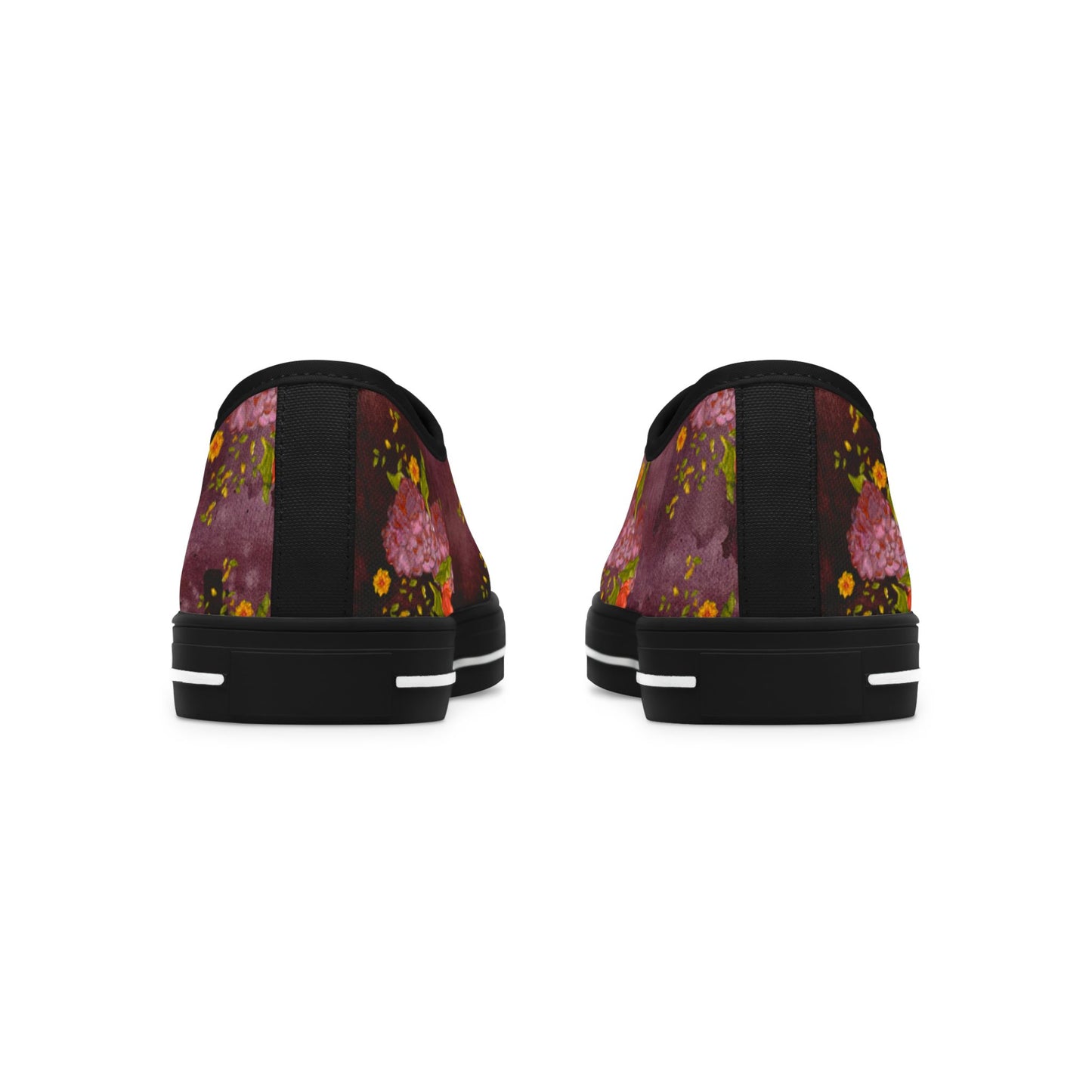 Floral Watercolor Low Top Sneakers — Women's Casual Artistic Canvas Shoes