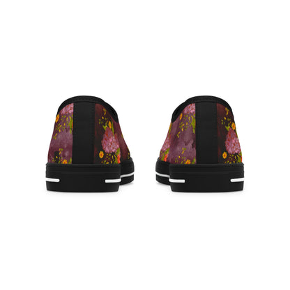 Floral Watercolor Low Top Sneakers — Women's Casual Artistic Canvas Shoes