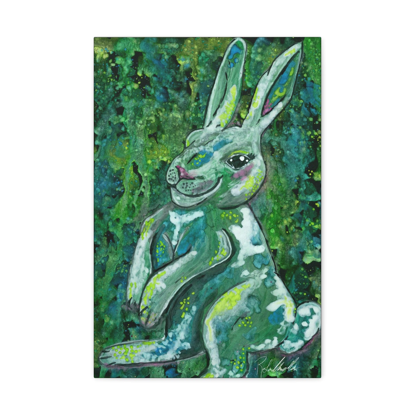 Green Rabbit Canvas Gallery Wraps