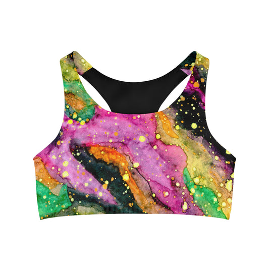 Neon Galaxy Seamless Sports Bra (AOP)