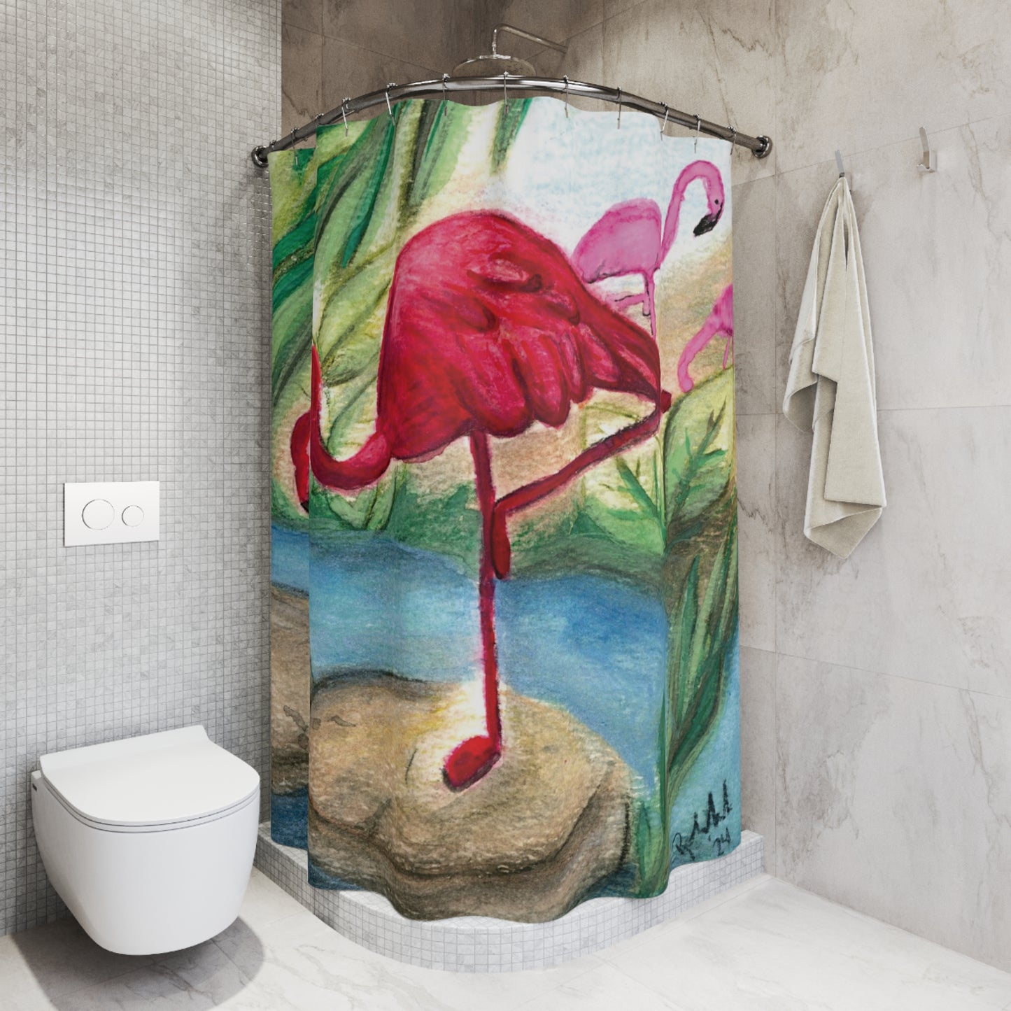 Red Flamingo Shower Curtain