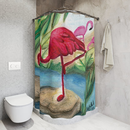 Red Flamingo Shower Curtain