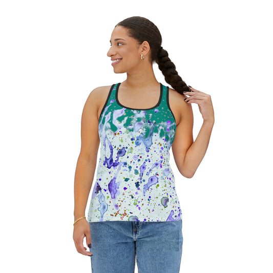 Mint Green Color Splash Women's Tank Top (AOP)