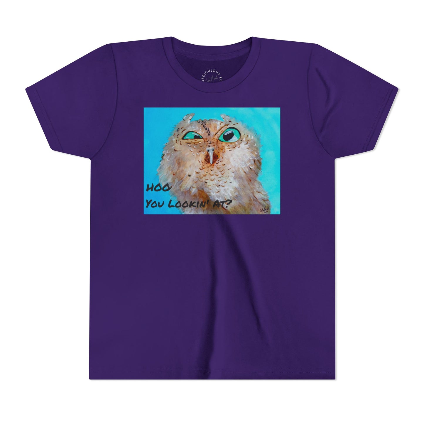 Youth Owl Tee "Hoo You Looking At?" - Cute Kids Graphic T-Shirt