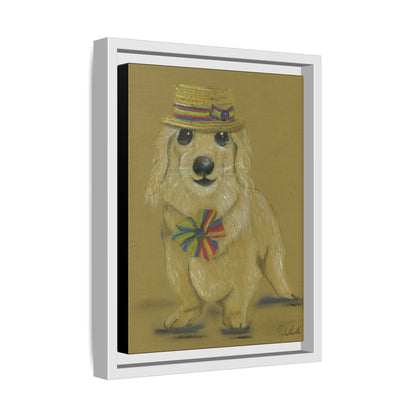 Weiner Dog in Hat Framed Wall Art