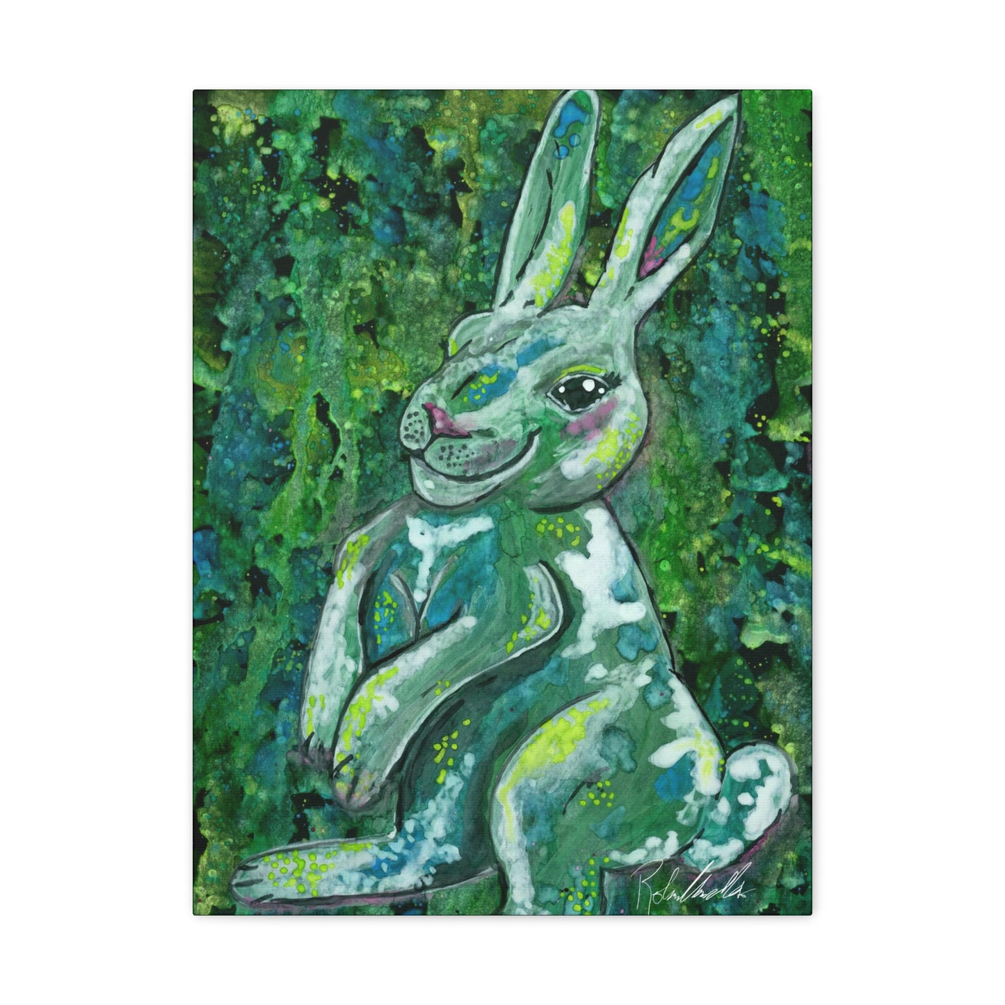 Green Rabbit Canvas Gallery Wraps