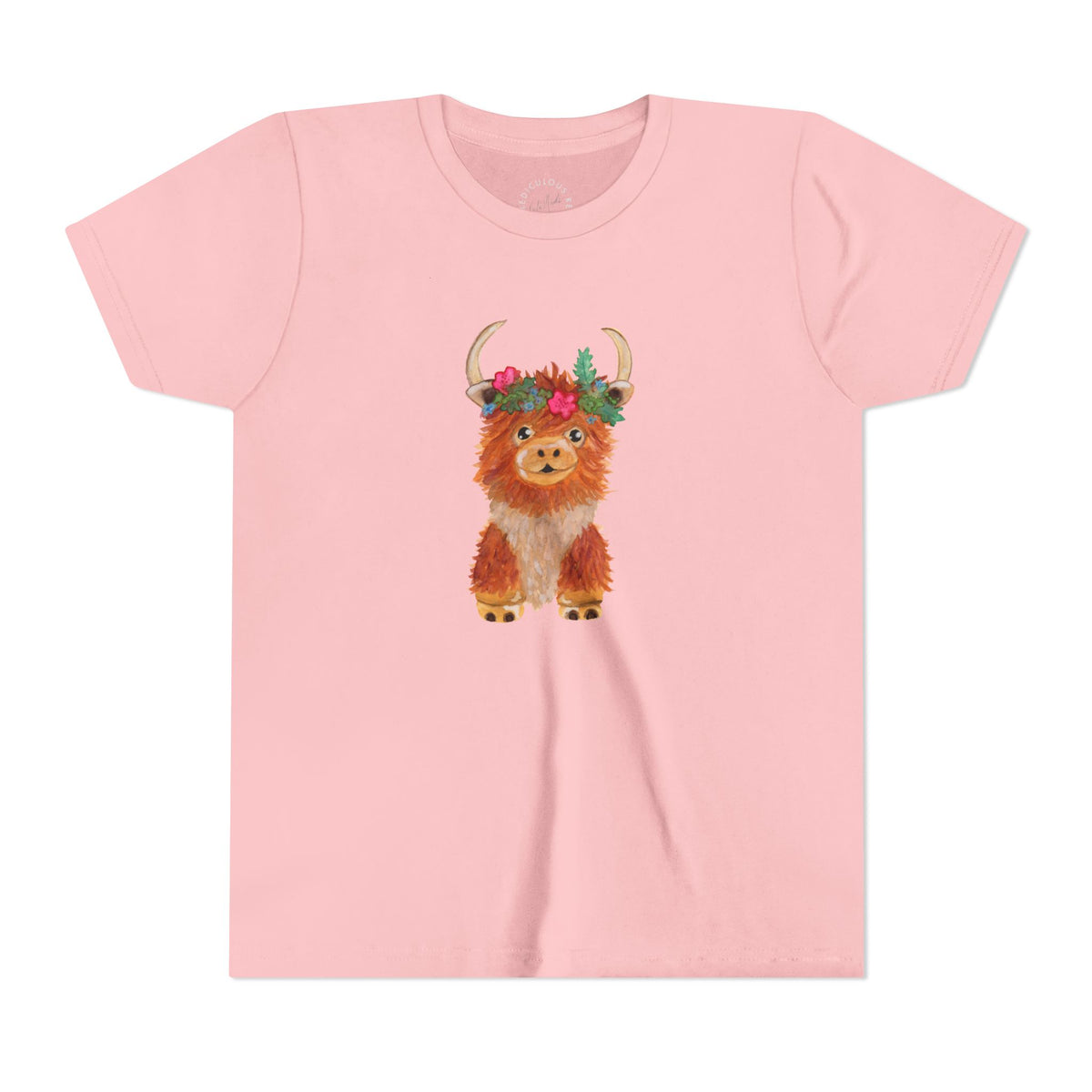 Kids Highland Cow Floral Crown Tee