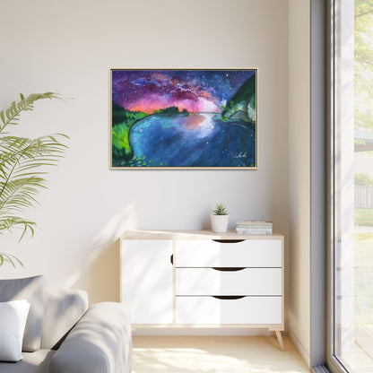 Watercolor Sunset Lake Framed Wall Art