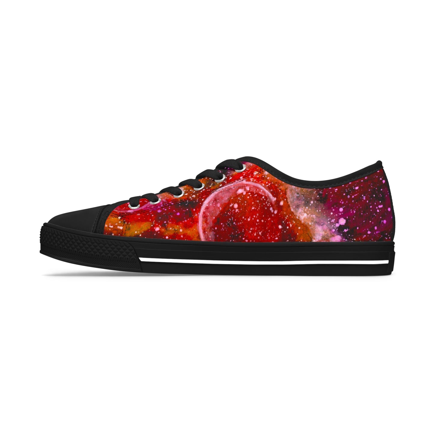 Low Top Sneakers — Red Cosmic Planet Print Women’s Sneakers