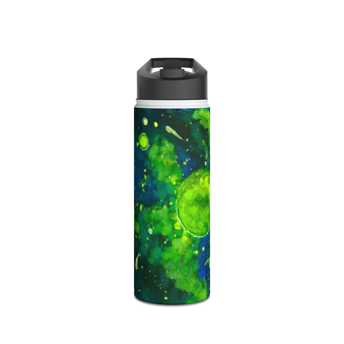 Green Galaxy Stainless Steel Water Bottle, Standard Lid