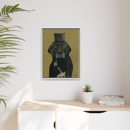 Black Lab Dog in Top Hat Framed Wall Art