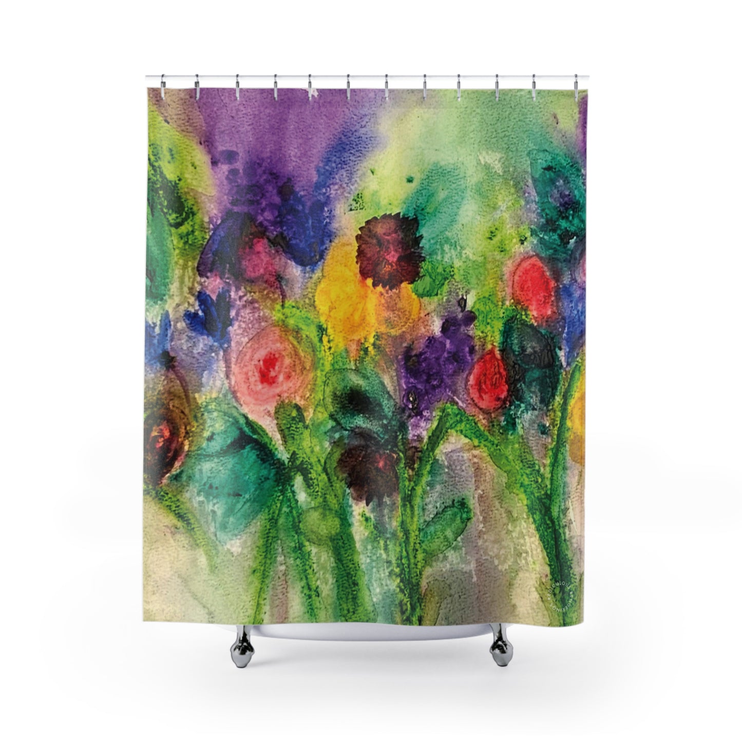 Abstract Watercolor Flower Shower Curtain