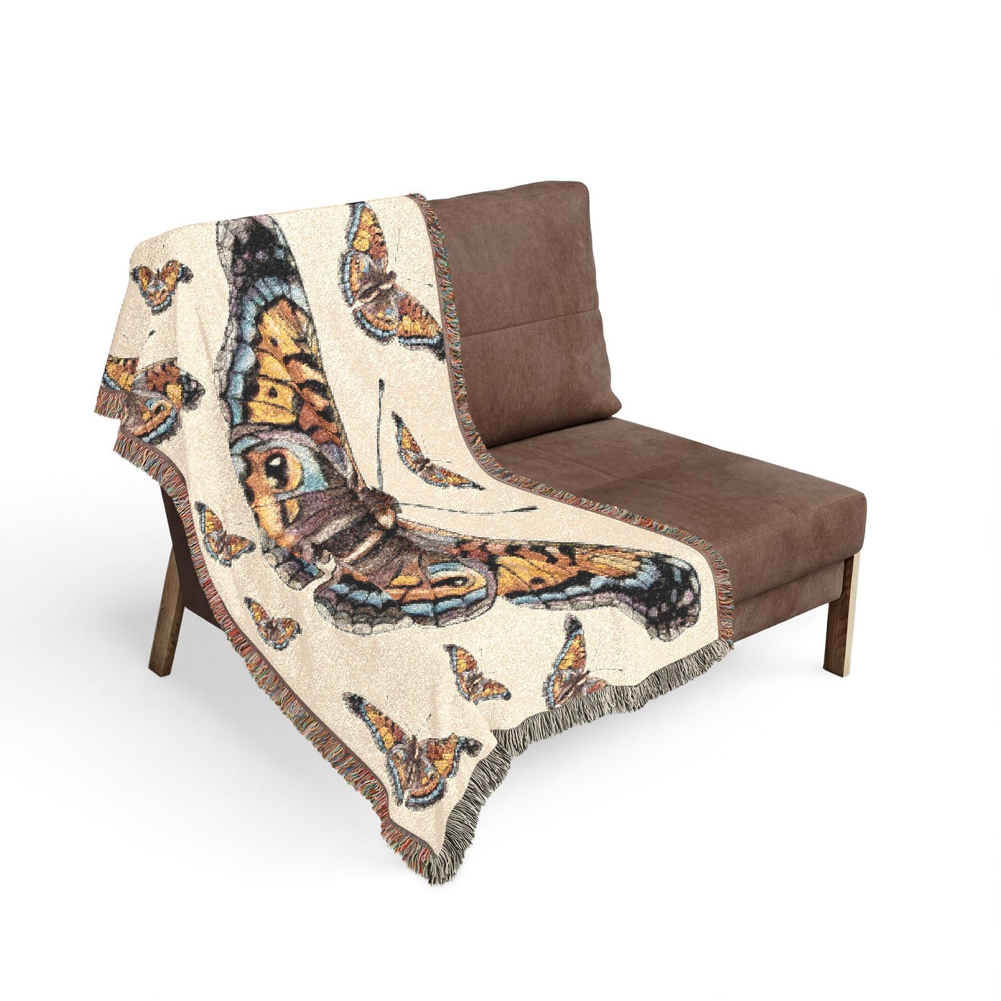 Butterfly Woven Blanket – Boho Tapestry Throw for Cozy Living, Neutral & Dark Reversible Design