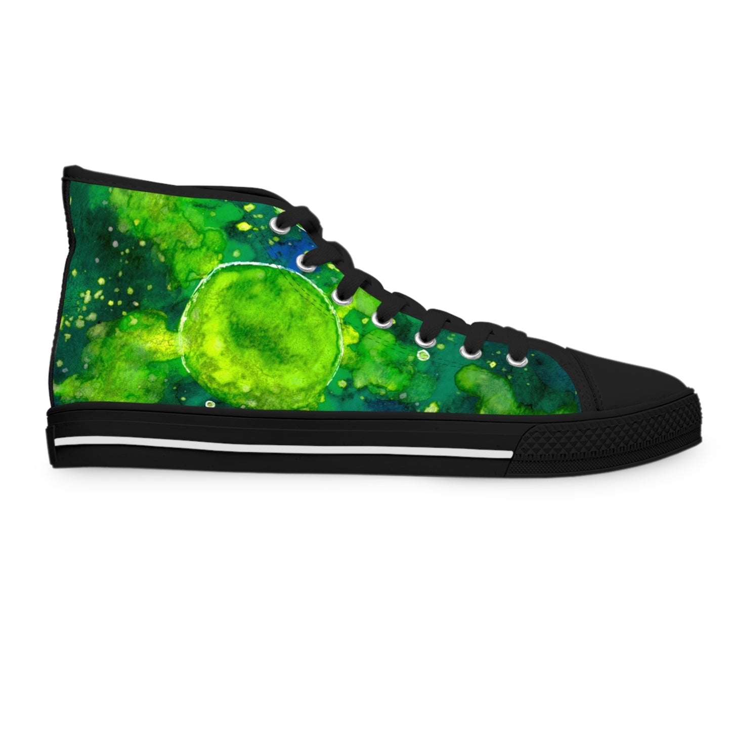 High Top Sneakers — Green Watercolor Cosmic Swirl Print
