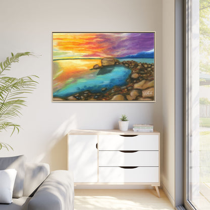 Sunset Ocean Beach Framed Wall Art
