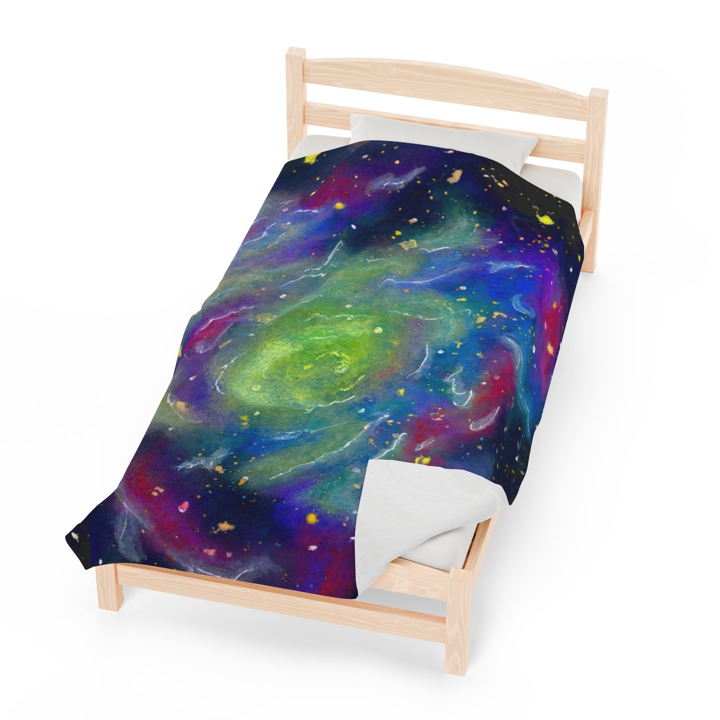 Rainbow Vortex Galaxy Velveteen Plush Blanket