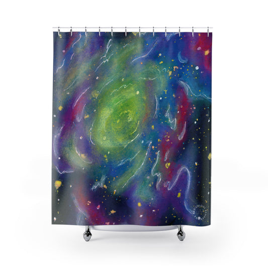 Rainbow Vortex Galaxy Shower Curtains
