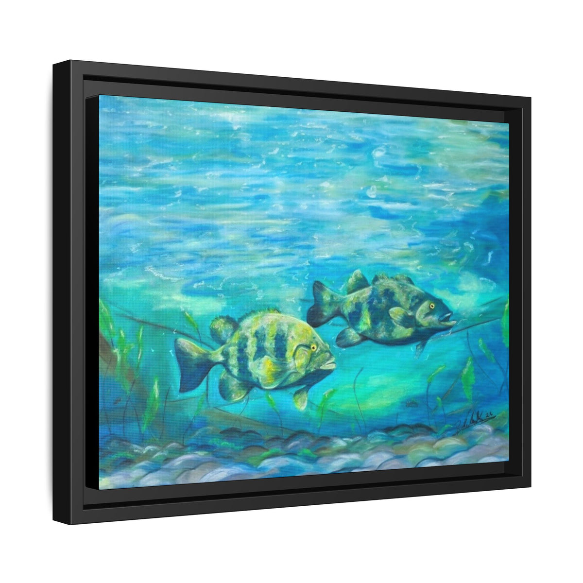 Framed Matte Canvas - Underwater Fish Scene
