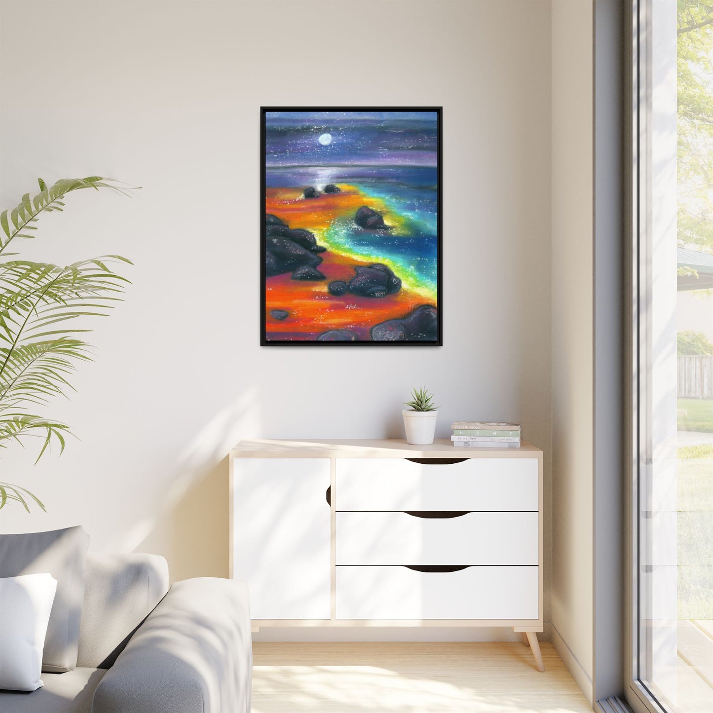 Beach at Night Frame Wall Art