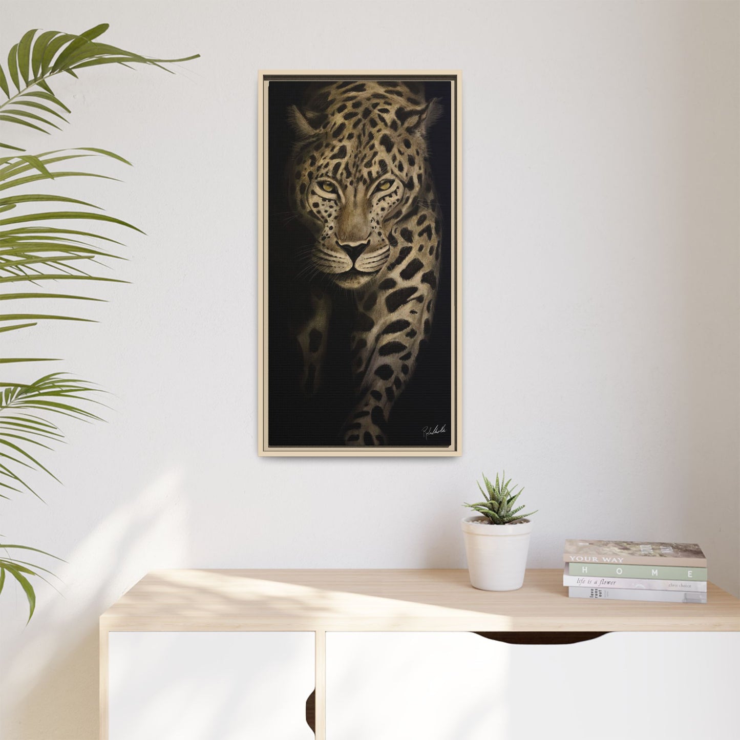 Leopard at Night Framed Wall Art